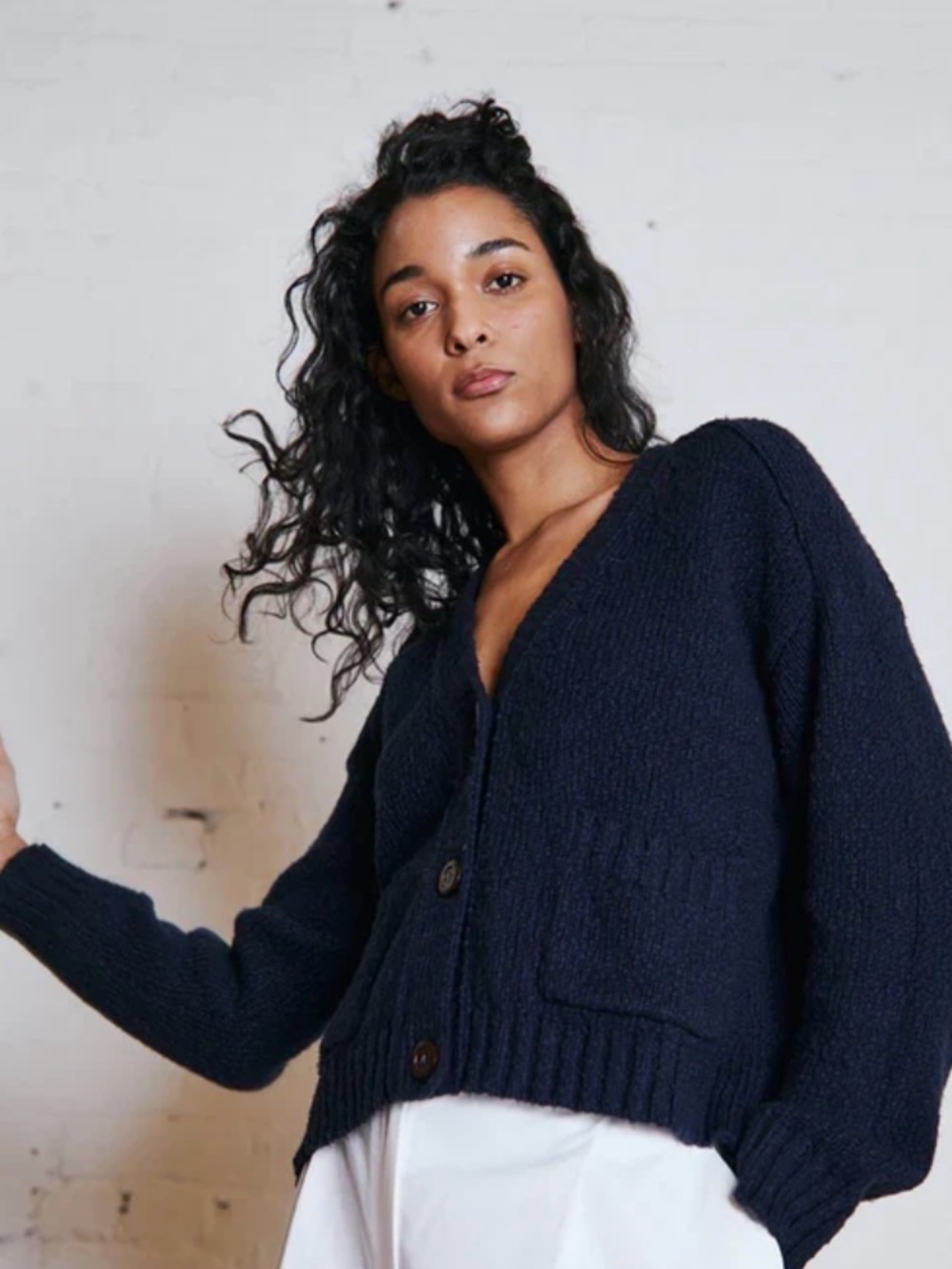 Cotton by Autumn Cashmere Deep Navy V-Neck Button Cardigan